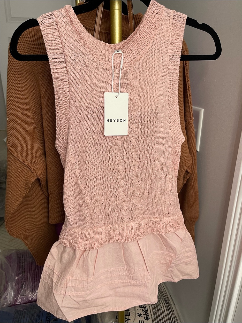 Heyson Dusty Pink Lightweight Knit Peplum Tank Top - Picture 3 of 3